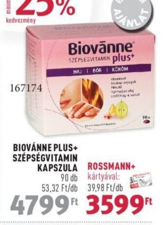 Rossmann BIOVÁNNE PLUS+ SZÉPSÉGVITAMIN KAPSZULA 90 db ajánlat