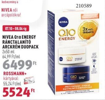 Rossmann NIVEA Q10 ENERGY RÁNCTALANÍTÓ ARCKRÉM DUOPACK 2 x 50 ml ajánlat