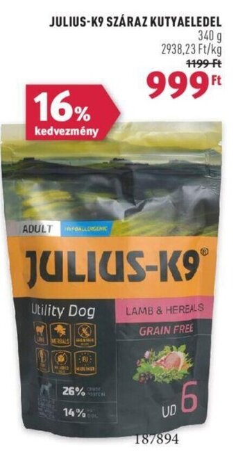 Rossmann JULIUS-K9 SZÁRAZ KUTYAELEDEL 340 g ajánlat