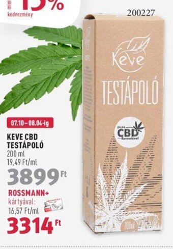 Rossmann KEVE CBD TESTÁPOLÓ 200 ml ajánlat