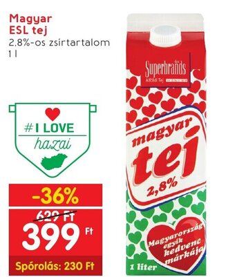 Spar Magyar ESL tej 1 l ajánlat