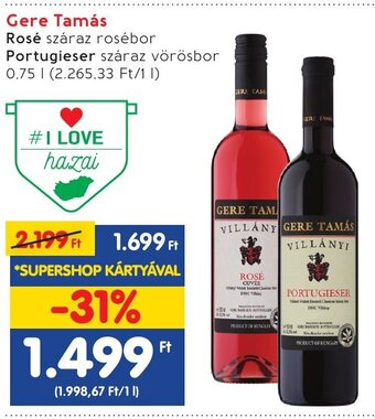 Spar Gere Tamás Rosé, Portugieser 0,75 l ajánlat