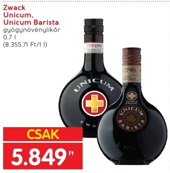 Spar Zwack Unicum, Unicum Barista 0,7 l ajánlat
