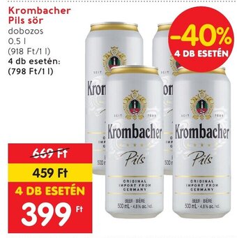 Spar Krombacher Pils sör 0,5 l ajánlat