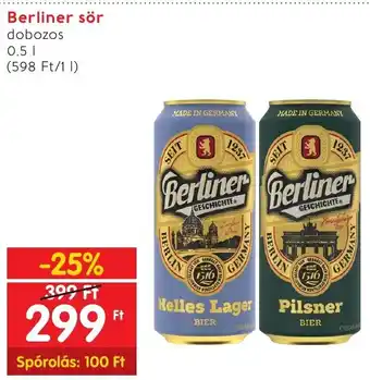 Spar Berliner sör 0,5 I ajánlat