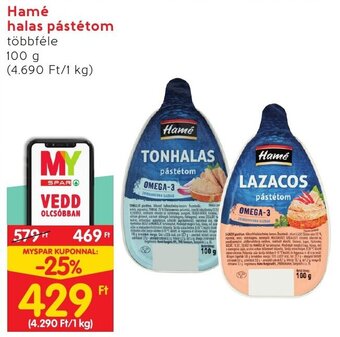 Spar Hamé halas pástétom 100 g ajánlat