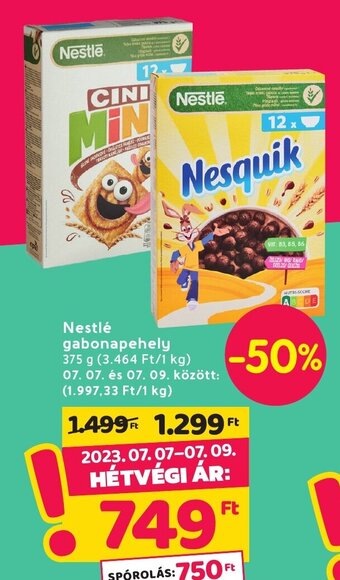 Spar Nestlé gabonapehely 375 g ajánlat