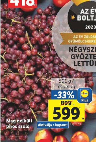 Lidl Mag nélküli piros szőlő 500 g ajánlat