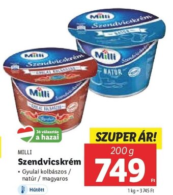 Lidl MILLI Szendvicskrém 200 g ajánlat