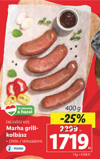 Lidl FALUVÉGI HÚS Marha grill-kolbász 400 g ajánlat