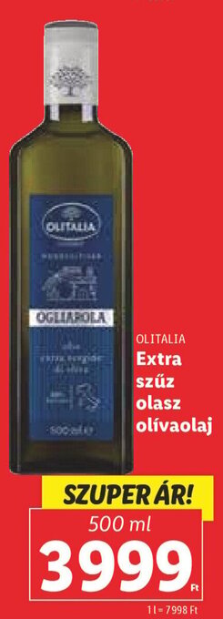 Lidl OLITALIA Extra szűz olasz olívaolaj 500 ml ajánlat