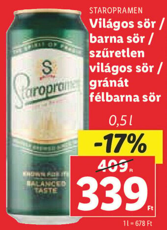 Lidl STAROPRAMEN Világos sör / barna sör stb. 0,5 l ajánlat
