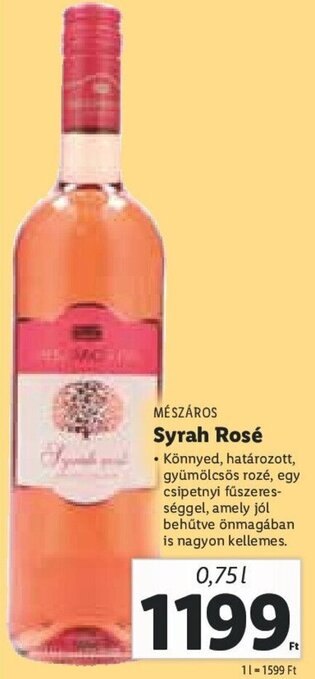 Lidl MÉSZÁROS Syrah Rosé 0,75 l ajánlat