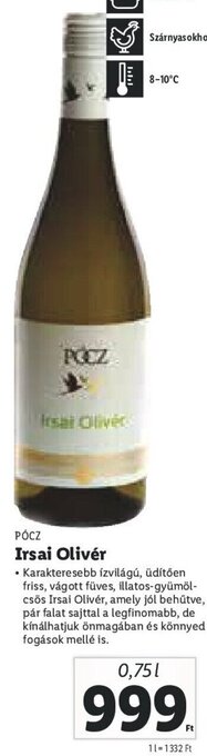 Lidl PÓCZ Irsai Olivér 0,75 l ajánlat