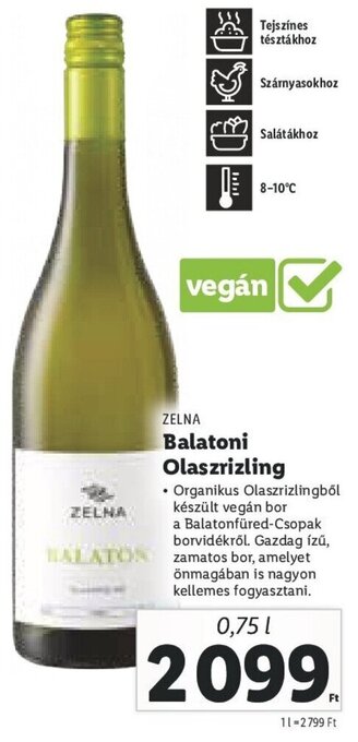 ZELNA Balatoni Olaszrizling 0,75 l