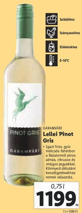 Lidl GARAMVÁRI Lellei Pinot Gris 0,75 l ajánlat