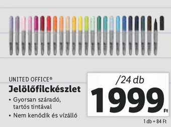 Lidl UNITED OFFICE Jelölőfilckészlet 24 db ajánlat