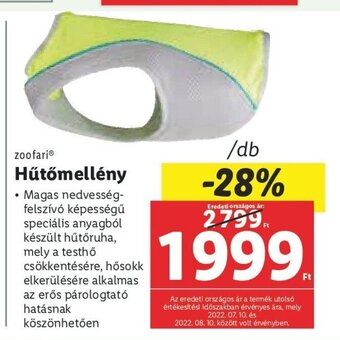 Lidl zoofari Hűtőmellény 1 db ajánlat