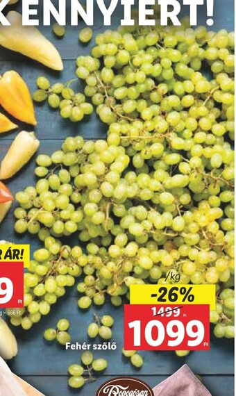 Lidl Fehér szőlő 1 kg ajánlat