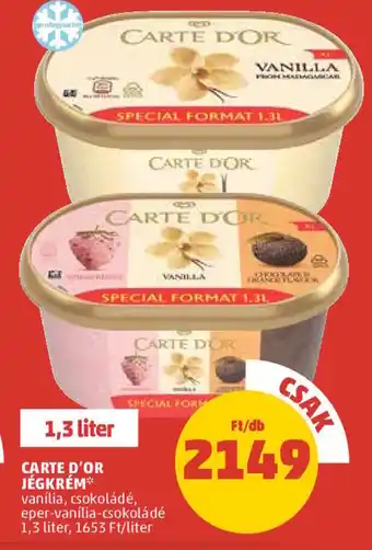 PENNY CARTE D'OR JÉGKRÉM 1,3 l ajánlat