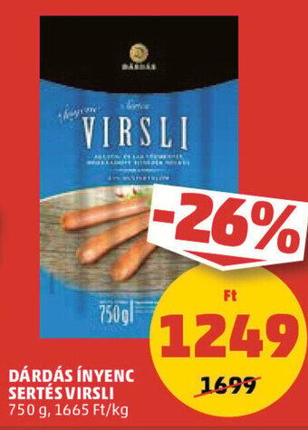 PENNY DÁRDÁS ÍNYENC SERTÉS VIRSLI 750 g ajánlat