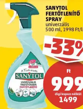 PENNY SANYTOL FERTŐTLENÍTŐ SPRAY 500 ml ajánlat