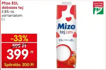 Spar Mizo ESL dobozos tej 2,8%-OS zsírtartalom ajánlat