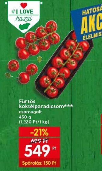 Spar Fürtös koktélparadicsom, 450g ajánlat