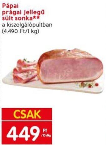 Spar Pápai prágai jellegű sült sonka, 10dkg ajánlat