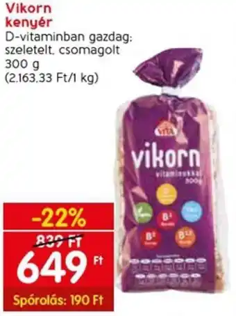 Spar Vikorn kenyér, 300g ajánlat