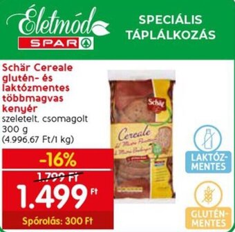 Spar Schär Cereale glutén- és laktózmentes többmagvas kenyér, 300g ajánlat