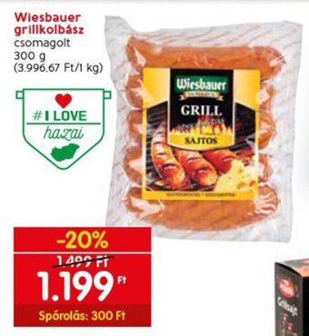 Spar Wiesbauer grillkolbász, 300g ajánlat