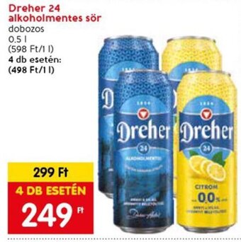 Spar Dreher 24 alkoholmentes sör 0,5 l ajánlat