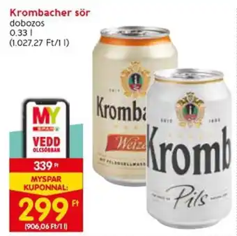 Spar Krombacher sör 0,33 l ajánlat