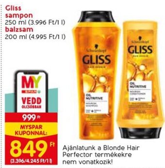Spar Gliss sampon stb. 250 / 200 ml ajánlat