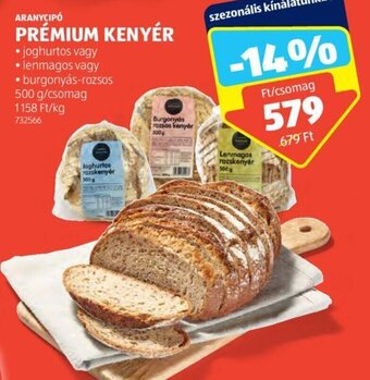 ALDI ARANYCIPÓ PRÉMIUM KENYÉR 500 g ajánlat