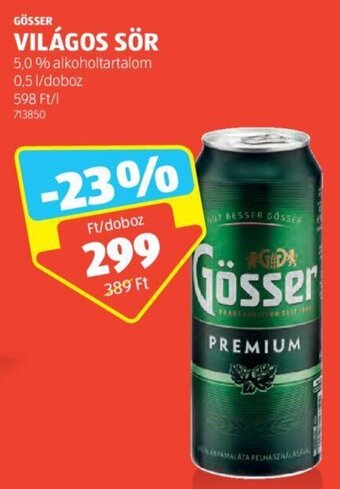 ALDI GÖSSER VILÁGOS SÖR 0,5 l ajánlat