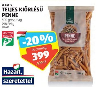ALDI LE GUSTO TELJES KIÖRLÉSŰ PENNE 500 g ajánlat