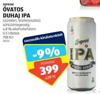 ALDI SOPRONI ÓVATOS DUHAJ IPA 0,5 l ajánlat