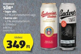 ALDI BUDWEISER SÖR 0,5 l ajánlat