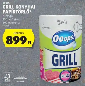 OOOPS! GRILL KONYHAI PAPÍRTÖRLŐ 200 lap