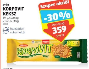 ALDI GYŐRI KORPOVIT KEKSZ 174 g ajánlat