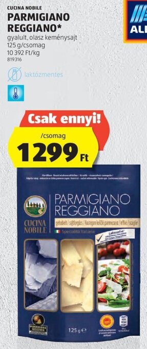 ALDI CUCINA NOBILE PARMIGIANO REGGIANO 125 g ajánlat
