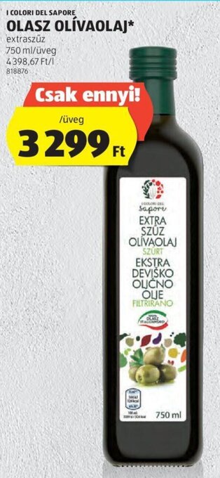 ALDI I COLORI DEL SAPORE OLASZ OLÍVAOLAJ 750 ml ajánlat