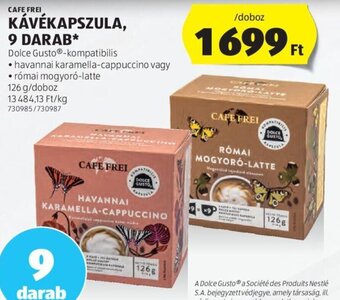ALDI CAFE FREI KÁVÉKAPSZULA 126 g ajánlat