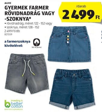 ALDI ALIVE GYERMEK FARMER RÖVIDNADRÁG stb. 1 db ajánlat