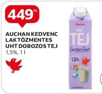 Auchan AUCHAN KEDVENC LAKTÓZMENTES UHT DOBOZOS TEJ 1 l ajánlat