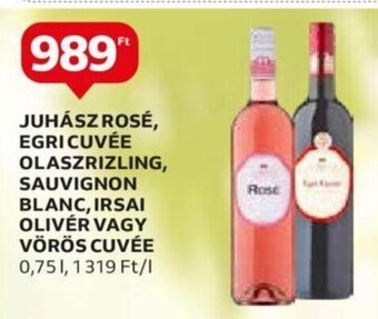 Auchan JUHÁSZ ROSÉ, EGRI CUVÉE OLASZRIZLING stb. 0,75 l ajánlat