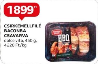 Auchan CSIRKEMELLFILÉ BACONBA CSAVARVA 450 g ajánlat