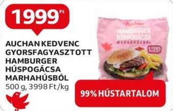 Auchan AUCHAN KEDVENC GYORSFAGYASZTOTT HAMBURGER HÚSPOGÁCSA MARHAHÚSBÓL, 500g ajánlat